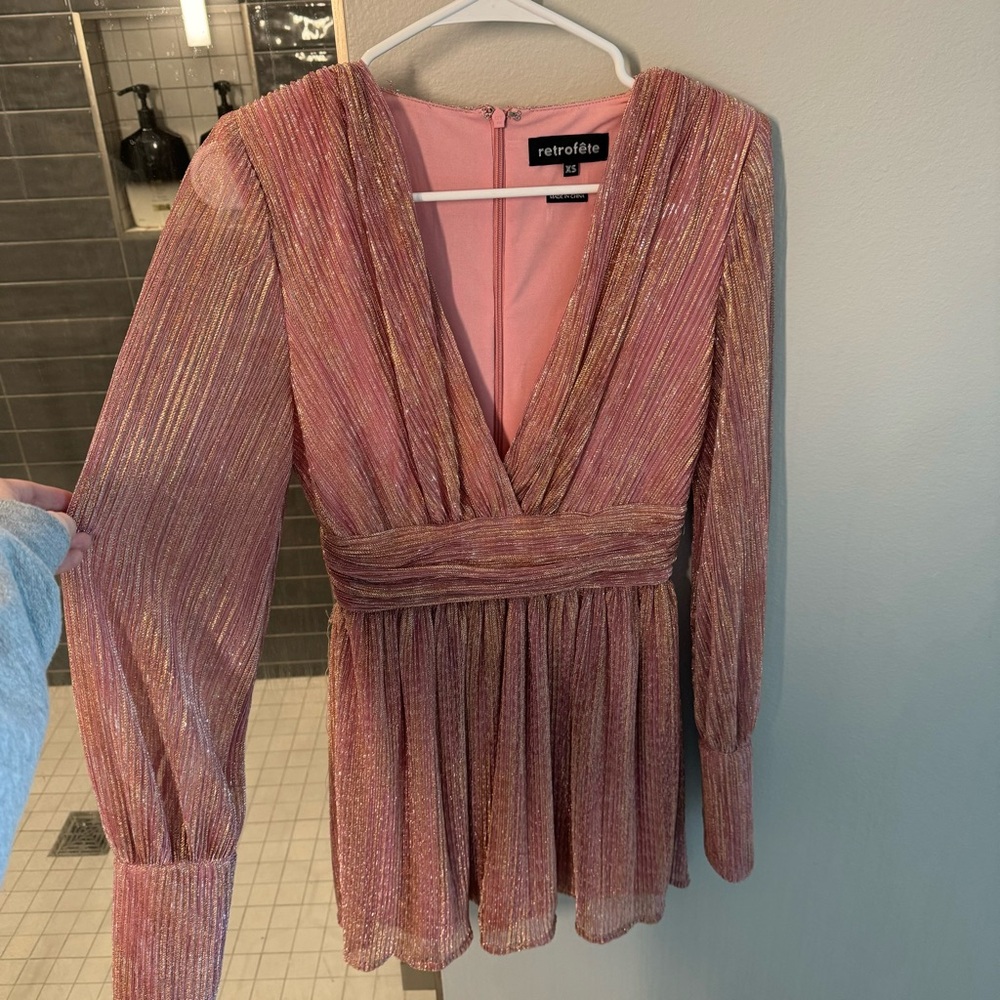 Pink/ gold long sleeve sparkly dress